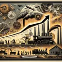 Generate an image depicting the Second Industrial Revolution. Showcase the transformation of the American economy during the era, including an indication of dramatic increase in the value of manufacturing from 1869 to 1910. Depict iconic inventions of the time period in the background, such as a steam locomotive or a spinning jenny, to symbolize the wave of new inventions. Also, represent the steel industry with the image of a steel mill, showing its increased production capacity from 1870 to 1890.