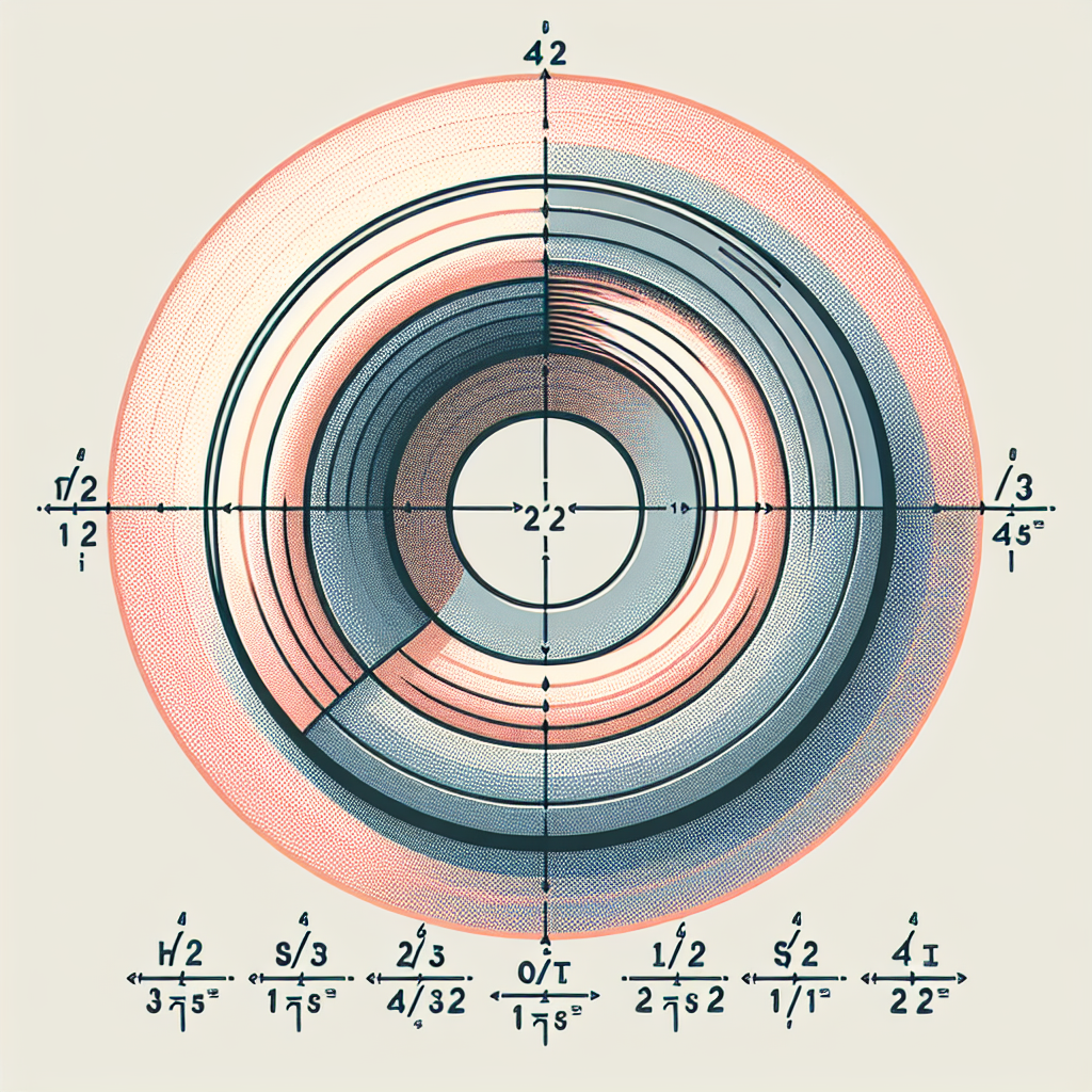 Create a visual interpretation of the mathematical problem described. Display a graphically represented circle with a visibly increasing radius. The circle's area should be growing, and it should be evident that the growth of the area is twice as rapid as the growth of the circumference. Additionally, include placeholders for five possible values of the radius: 1/2, 1, sqrt(2), 2, and 4. Remember not to incorporate any text in the illustration.