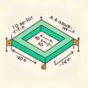 Illustrate a math-themed image. Imagine a plain white background, on which lies a neat, colorful diagram. In the center, display a large, light green rectangle with a soft border. Mark the length of the rectangle 10 feet, indicated with double-headed arrows. Mention that the area of the rectangle is 48 square feet by small text inside the rectangle. Make sure to differentiate this text by color, so it is easy to read. Do not include the answer or any calculations in the image but leave plenty of negative space around the rectangle, so a question can be included later.