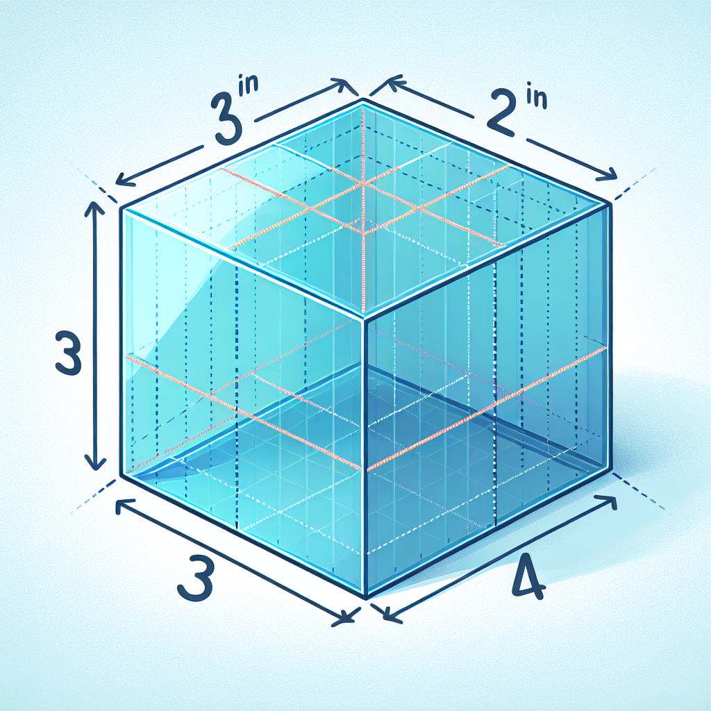 An illustrative 3D image of a rectangular prism with dimensions clearly marked. The prism should be situated in a colorful, educational setting to make it visually attractive. Each side of the rectangular prism should be distinctly measurable, with the height being 3 inches, the length being 2 inches, and the width being 4 inches. Please do not include any text in the image.