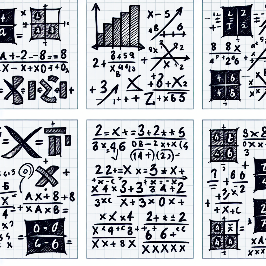 Design an image for a math problem set without any text. It consists of hand-drawn sketches that symbolize each problem in the set. The first sketch represents a radical expression involving multiplication and addition operations. The second sketch represents a radical expression that includes subtraction. The third sketch involves three radical signs and a plus operation. The fourth sketch is a complex expression with radical signs in the denominator of a fraction. The sketches are all neatly arranged in four separate sections.