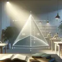 Visualization of a 30-60-90 triangle with the hypotenuse labeled as 7 units. The triangle should be clearly visible, and the angle measurements should be discreetly represented. The triangle can be situated within a serene learning environment for an appealing aesthetic, perhaps a peaceful classroom or a calm study room, with soft lighting. Ensure that the image contains no text.