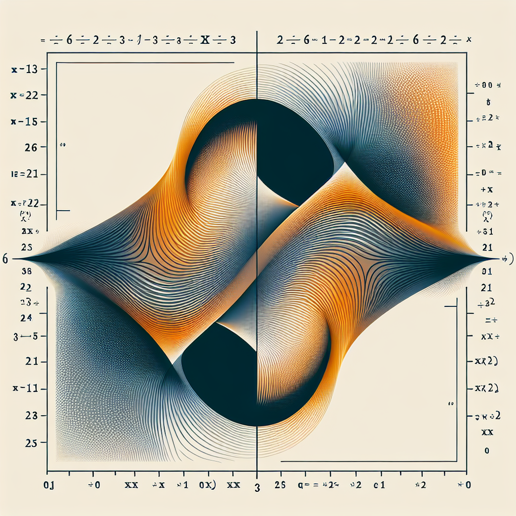 Generate an image that illustrates the abstract concept of two mathematical functions and their combined outcome. Display the following elements without text : Two distinct curves to represent function f and g individually. Function f, represented as a positively sloped straight line starting at [0,3] to denote the equation 2x + 3 for x ≥ 0. Function g, should be a parabola starting from an unknown point q and extending to negative infinity. Finally, incorporate a third curve to represent the function fg which should be a downward opening parabola with the equation 6x^2 - 21 for x ≤ q. Note: avoid adding any labels, numbers or text to the image.