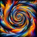 An abstract image featuring a spiraling pattern that comes to life with vibrant and various hues. The colors interweave with one another, each tone standing out yet also blending seamlessly into the next, creating a swirling kaleidoscope of pigments. As the pattern expands from the center, the colors shift, varying in intensity and complexity. This dynamic and experimental piece draws the viewer in, inviting them to lose themselves in the multidimensional depth of the ever-evolving spiral.
