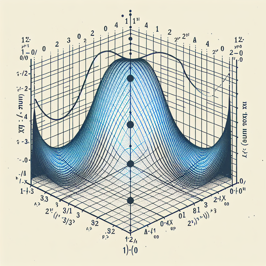 A visually appealing illustration of a wave graph showing the wave's properties. The wave is modeled with the function y = 1/2 sin 3Θ, where Θ is in radius. The graph should distinctly demonstrate the specifics: an amplitude of 1/2, a period of 2pi/3, and points of intersection with the x-axis at (0,0), (π/3,0) and (2π/3,0). As per the instructions, the image should not contain any text. Show the wave's amplitude by exaggerating the vertical contrast, the period by repeating the wave form in a recognisable manner, and the x-intercept points with distinct dot or markers.