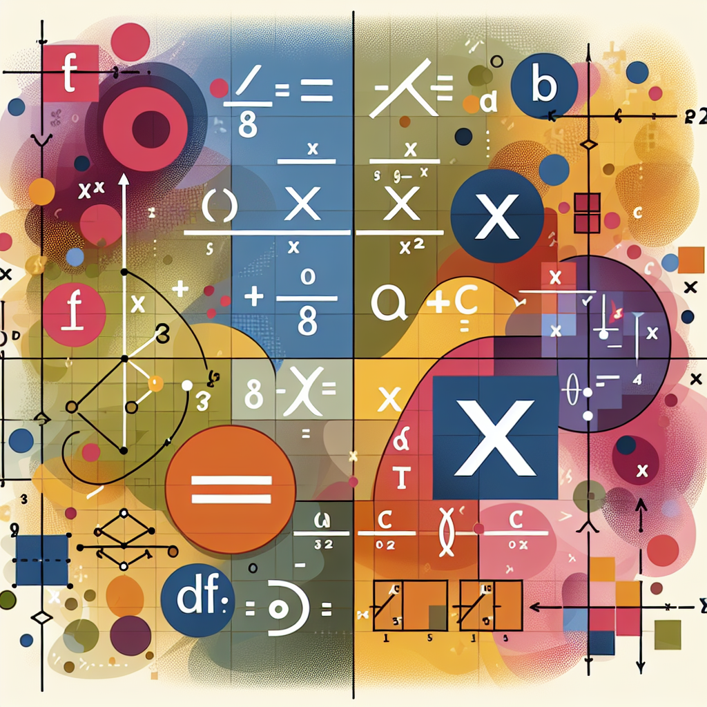 Create an abstract representation of a mathematical problem: a visualization of the relationship between an unknown quantity 'x', and the rational expressions it forms. Illustrate four possible answers labeled as options A, B, C, D, without the actual algebraic expressions and restrictions on the variable. Make it colorful and eye-catching, with different shapes or symbols representing the various choices, and subtle highlights indicating a hint towards options A and C. The image should have a calming color scheme, to make problem-solving process less daunting. Do not include any text.
