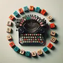 Create an appealing and relevant image to accompany the question. The image is a conceptual representation of probability, involving typewriter keys and letters. The central focus is a vintage typewriter, with the individual keys emphasising the 5 vowels - A, E, I, O, U. The typewriter keys are in abundant numbers to suggest repetition. Keep the color scheme balanced to make it visually appealing. However, the image should not contain any text.