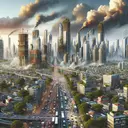 An illustrative and appealing imaginary image that portrays the concept of rapid urbanization in Southeast Asia. The image should encompass high rise buildings being constructed at a fast pace, densely populated areas, congestion in the form of traffic on the roads, air pollution indicated by smog above the city, and loss of green spaces replaced with urban structures. The scene should explicitly avoid the inclusion of any form of textual elements.