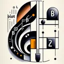 Illustrate an abstract representation of a key signature with one flat denoting B flat major key. The image should depict the feature in an imaginative and artistic way, without using any texts or letters but only visual elements like symbolic imagery. Also, incorporate another element showing the sharp key in a manner that it is one half step up from the last sharp, again, using purely visual elements without any text. The overall image should clearly show these two different musical concepts without being explicit.