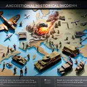 An exceptional historical scene showing the critical incident that sparked World War II. The scene is centered around an illustrated map of Europe in 1939, with Germany's military movements highlighted. Display key elements like tanks, soldiers, siren or radio indicating the start of the conflict and airplanes showing aerial warfare. Remember, the goal is to pick out the visual crux of the moment without injecting any text into the image.