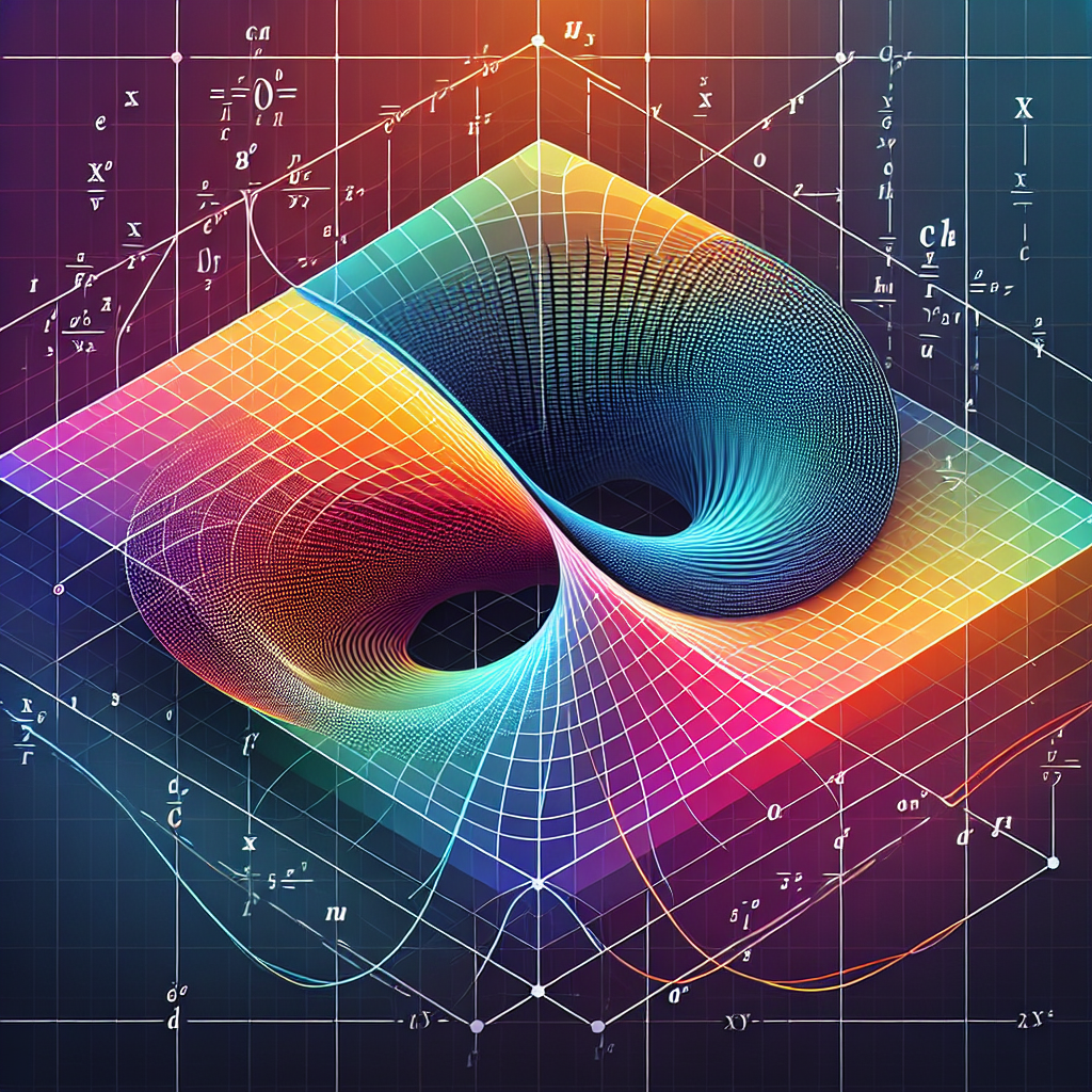 Create an image depicting an abstract mathematical conundrum. Visualize a smooth curve representing the function f(x) against a Cartesian grid. On the same grid, represent the derivative function g(x) as another curve, interwoven with the first. Make the image colorful and visually appealing, but avoid using any text or number. Convey the sense of a complex calculus problem waiting to be solved. Keep the image abstract and conceptual, with bright colors and soft gradients.
