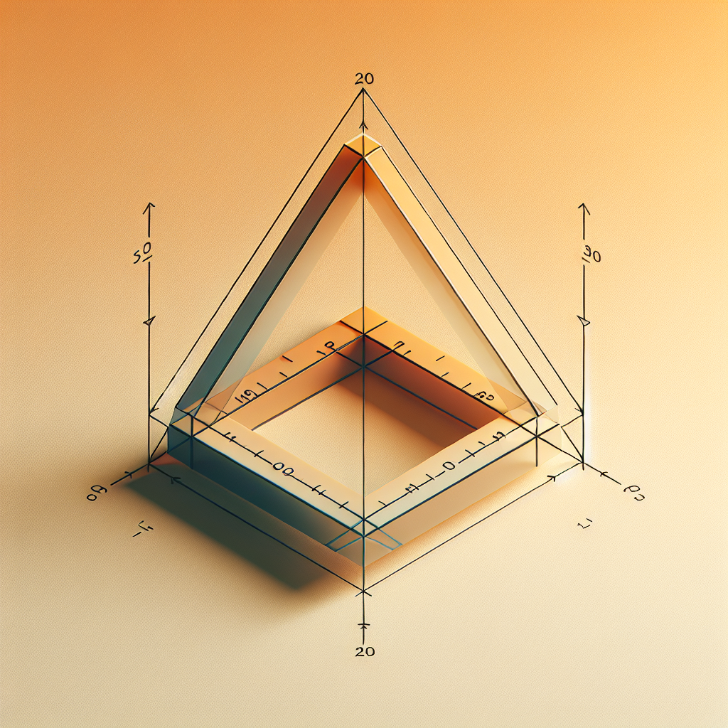 Generate a visually pleasing image of a right triangle with a hypotenuse of 20 cm floating in a neutral space. This image should visually represent the mathematical concept without including any text.