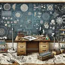 A detailed illustration that visually represents the concept of scientific models. It consists of an organized, neat laboratory filled with tools such as microscopes, beakers, and test tubes. There are papers strewn over a wooden table with complex diagrams, equations, and conceptual drafts, symbolizing the development and evolution of various scientific models. On a chalkboard, different scientific elements and frameworks are sketched out, illustrating their complexities and the inherent limitations that come with trying to depict real-world phenomena. Remember, the image should contain no written text.