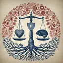An image that symbolizes ethical standards. The image can depict a balance weighing a heart and a brain, representing the harmony between emotion (kindness, fairness) and intellect (rules, guidelines). A safety symbol such as a shield can be included to signify the ensuring safety. The images of these symbols can be artfully incorporated into a majestic tree representing an organization or group, with roots, branches, and leaves denoting various elements of ethical standards.