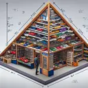 Generate an image of a model shop owned by a man named Christian. The shop is filled with various collector's items such as miniature cars and airplanes. One of the key features of the shop is a unique triangular prism-shaped display showcasing his collector's models, with the following controversial dimensions: height 9 inches, base 17 inches, side one 12 inches, side two 12 inches, side three 17 inches, and length 10 inches.