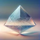 Create an image of a three-dimensional, translucent triangular prism floating against a soft, gradient background. Ensure the prism has strong, clearly defined edges and vertices. Light should be reflecting off the prism, revealing the different faces in the object. The image should be free of text.