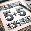 Create an image to accompany a math problem. The image should contain visual details that are connected to the Product Rule of Exponents. Illustrate two numbers, 510 and 55, being multiplied together as part of this calculation. The numbers are written as stylized numbers on a piece of white paper. They are surrounded by decorative mathematical symbols, such as plus signs, equal signs and exponents, like a mosaic of math symbols. The scene should look like it's part of a mathematics lesson, with a muted background to highlight the numbers.