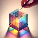 Create an image of a three-dimensional geometric figure known as a prism. Visually explain it as a shape with an identical polygon at both ends and all other faces rectangular. Make sure to depict light passing through it and being refracted, breaking into its constituent spectral colors. The image should be appealing and easy on the eyes, with soft lighting and a neutral background to emphasize the vibrant colors of the light spectrum.