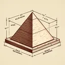 Create an image depicting a right rectangular pyramid with specific dimensions. Show a pyramid standing firmly on a flat surface, viewed at an angle that allows the observer to see its three dimensions: height, width, and length. The pyramid measures 22.3 inches in height, 6.75 inches in length, and 10.25 inches in width. The imagery shouldn't contain any text.