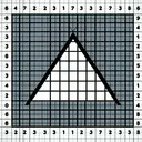 Create an image of a two-dimensional non-right triangle placed inside a grid. The grid is made up of uniform-sized squares. The triangle's base and height are in whole number units of the square's length. Make the image appealing and easily comprehensible so the viewer can determine the base and height by counting the squares. Ensure the image has no text.