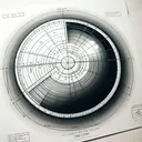 A well-defined, accurate diagram depicting a polished circle. The circle's diameter is distinctly marked and labeled as 'One Foot'. On the other side of the diagram, the circle's radius is also distinctly shown, but this time it is labeled as 'Unknown' with a note that the measure is expected in inches. The diagram is drawn on a white background to aid clarity. Special attention is given to the circle's proportions and the labels' typography, positioning and clarity.