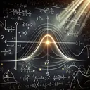 Generate a visually pleasing mathematical scene. There's a black chalkboard filled with curves and lines, representing various mathematical functions and plots. In the foreground, there is a quadratic function drawn in white, characterized by a parabola opening upwards. At the two points where this function intersects the x-axis, there are question marks glowing with a soft yellow light. All around, there are chalk dust particles floating in the shafts of sunbeams filtering in from the window.