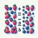 Create a visually appealing image to illustrate the concept of simplifying a mathematical ratio. Show two groups of objects that stand for the numbers 32 and 36 respectively. The group representing 32 can be a cluster of ripe strawberries and the second group representing 36 could be a gathering of fresh blueberries. Please, make sure the image does not contain any text.