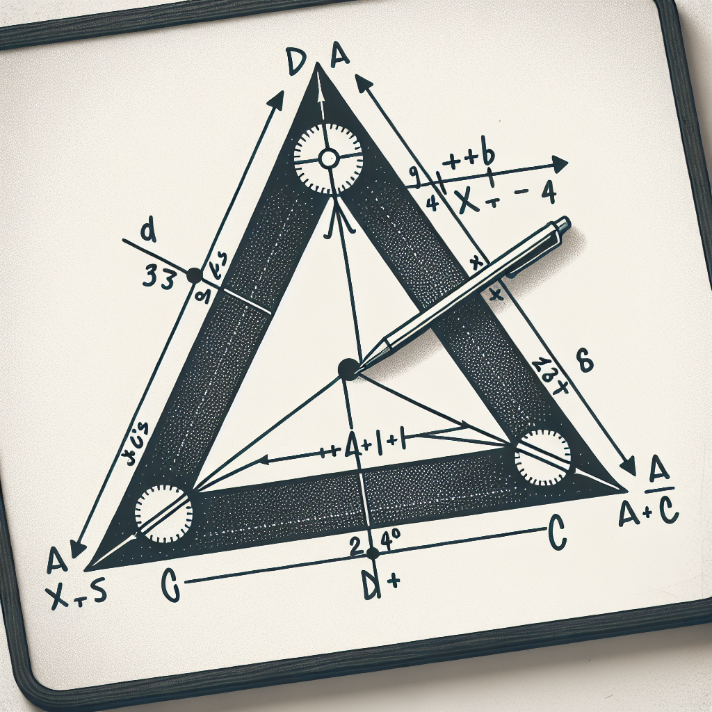 Create an image of a geometric diagram, showing a triangle labeled as ABC. Within the triangle, illustrate a line segment from A to M, representing the median of the triangle. Indicate a point along this median, labeled as D, which is the centroid of the triangle. On this line segment, denote the length from A to D as 'x+4' and the length from D to M as '2x-4'. Make sure the image contains no text.
