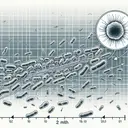 Illustrate a microscopic, detailed observation of a bacteria colony, starting from a single bacterium and expanding rapidly. On an abstract and magnified timeline, visualize the linear progression of its growth, representing a span of two weeks. The bacteria should appear crowded and numerous, indicating a number in the millions. Please ensure the image is clean and contains no texts.
