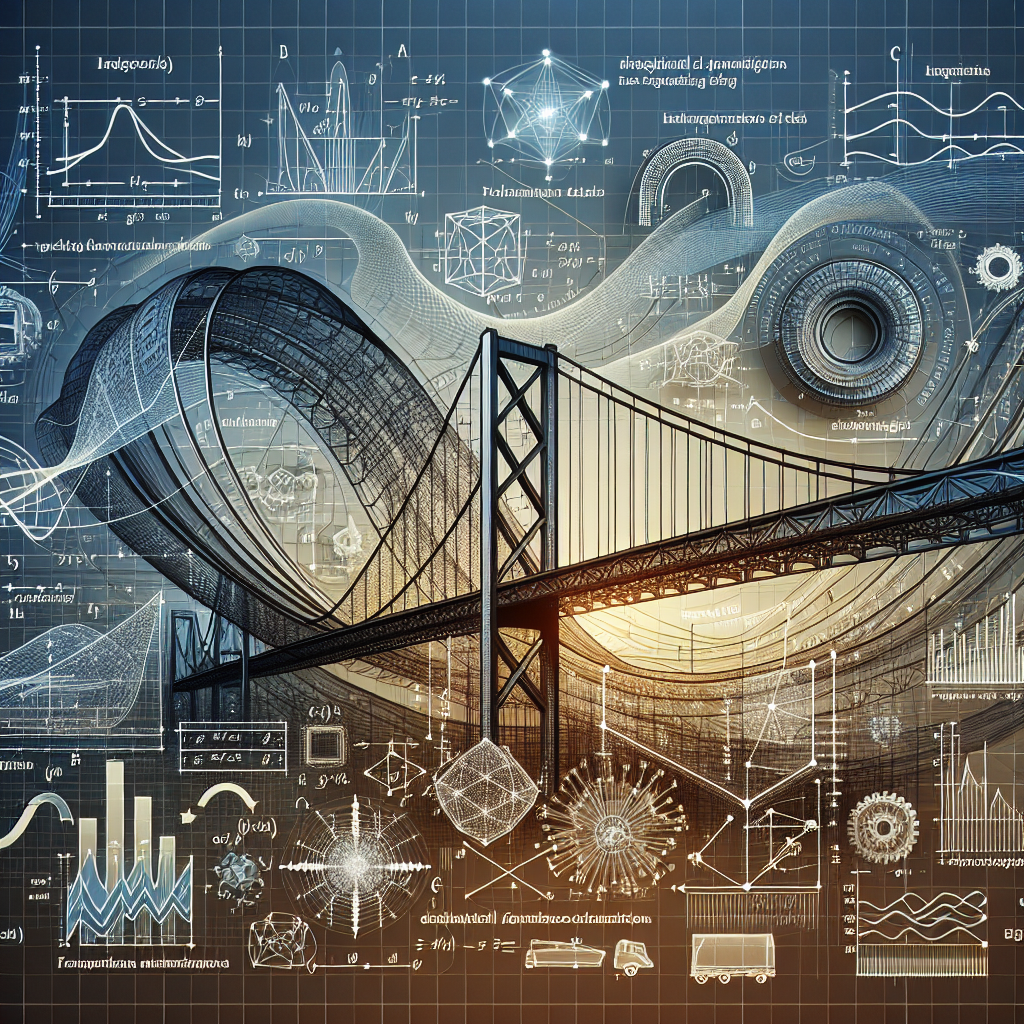 Create an image to visually represent the concept of someone engaging in deep mathematical problem solving. The elements should consist of layered lines representing graphs and trends, especially in relation to fluctuating gas prices over years. Inclusively, there should be shapes and lines that represent the mathematics of bridge construction including foundational arches and length calculations. Lastly, there should be essential features symbolizing mathematical functions and their transformations. Please remember to not include any text in the image.