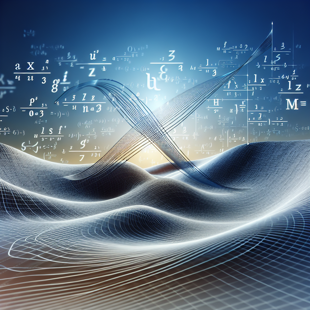 An abstract educational image displaying the concept of a function's domain. The image would illustrate a mathematical function, symbolized by a continuous line soaring gracefully in a spacious landscape. It should include the representation of the square root function and multiplication. To add complexity, the background of the image should involve algebraic symbols floating softly, but ensure these elements are devoid of any explicit text. The image should imbue a sense of curiosity and challenge, mimicking the feeling when one tries to determine the domain of a function.